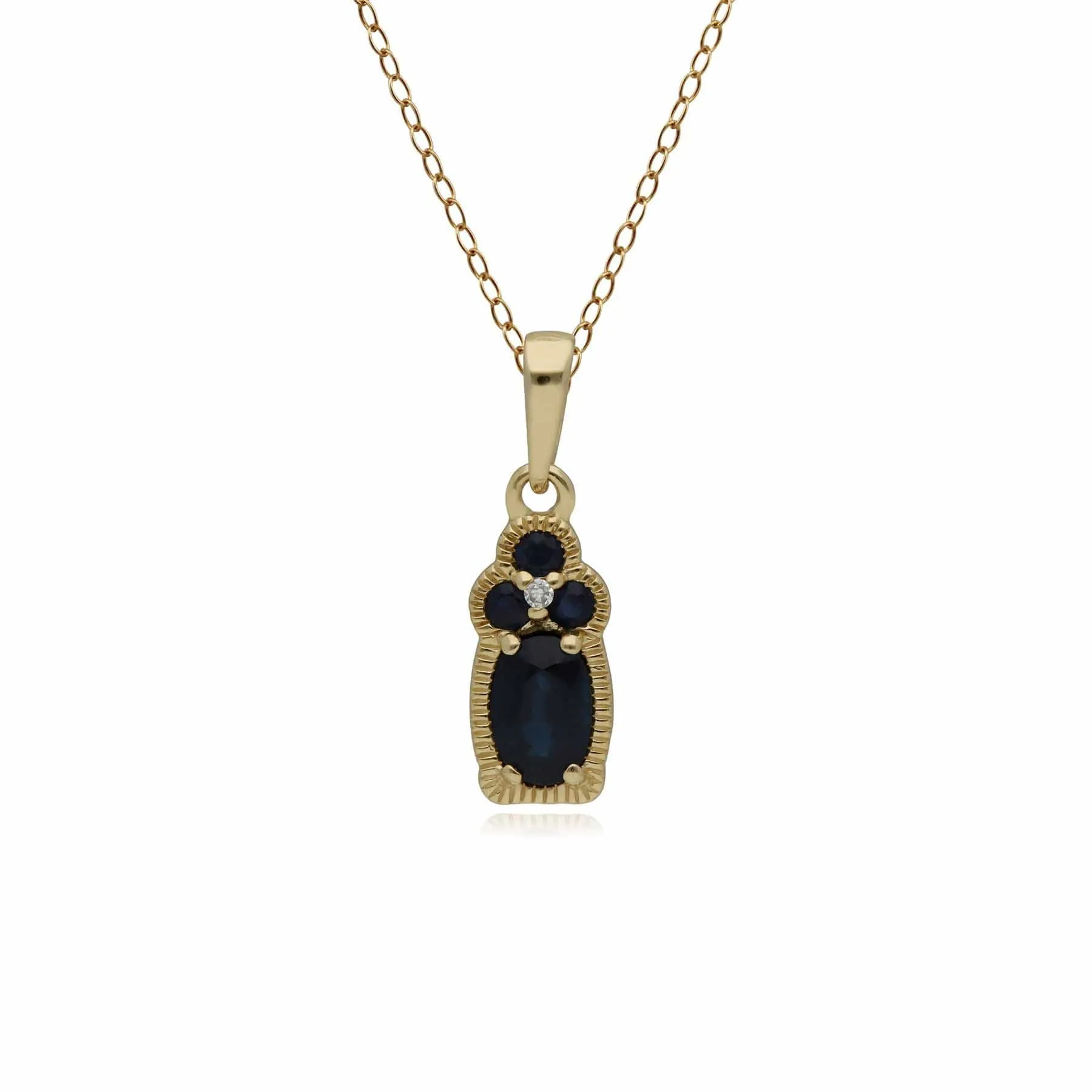 Classic Sapphire & Diamond Pendant in 9ct Yellow Gold sold by Gemondo Jewellery