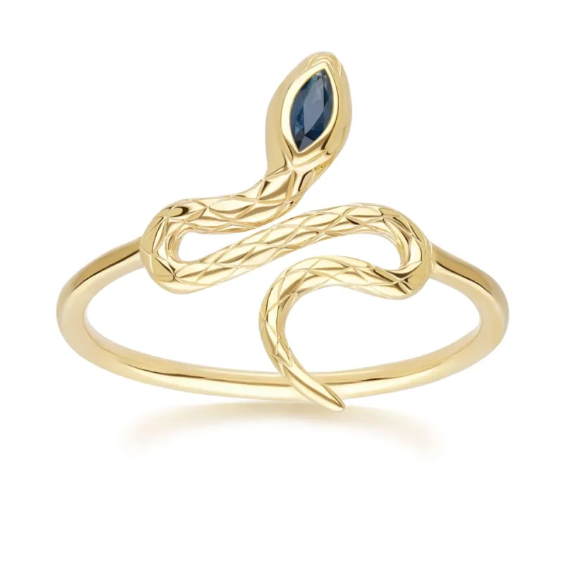 ECFEW™ Sapphire Winding Snake Ring in 9ct Yellow Gold sold by Gemondo Jewellery