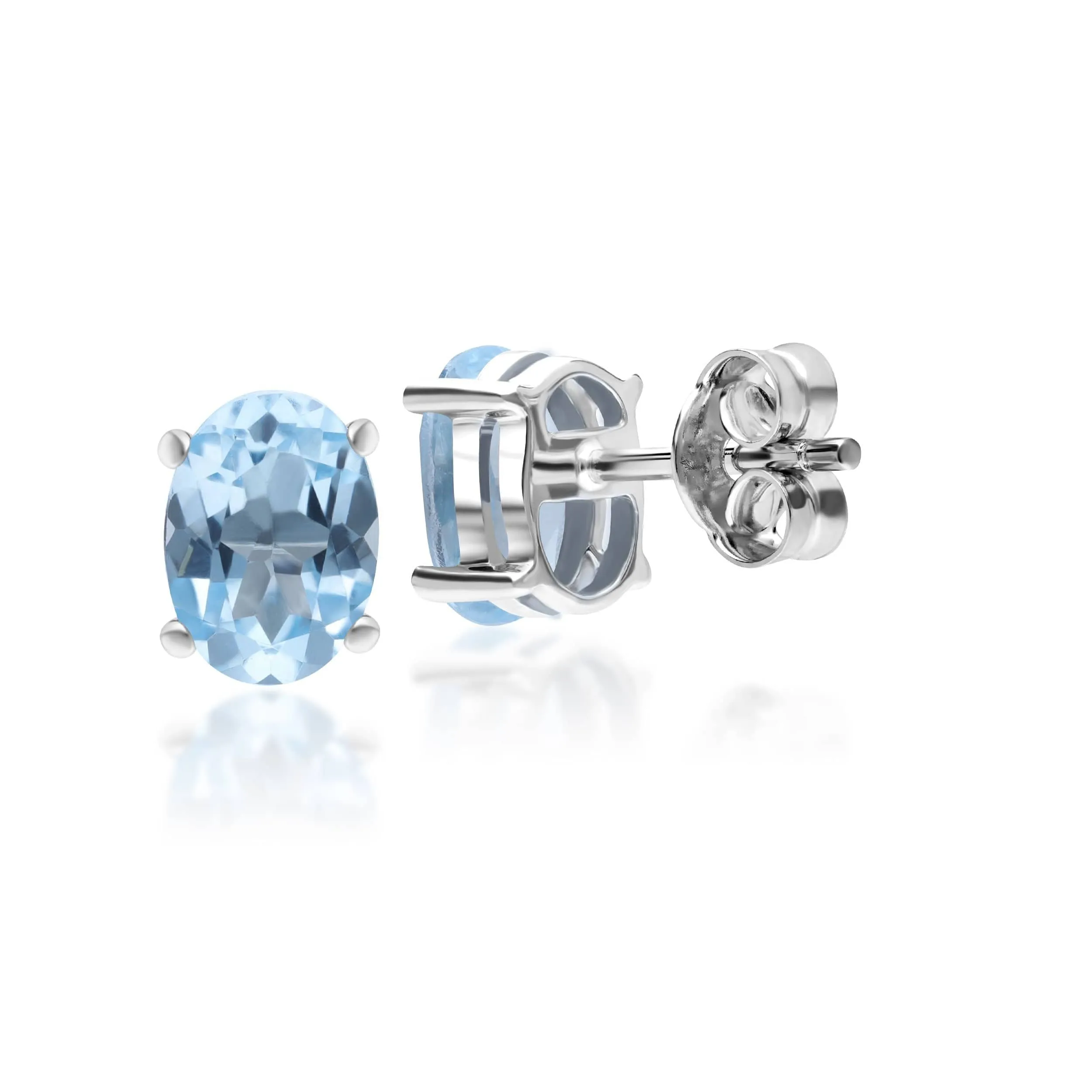 Classic Oval Blue Topaz Stud Earrings in 9ct White Gold sold by Gemondo Jewellery product image thumbnail 3