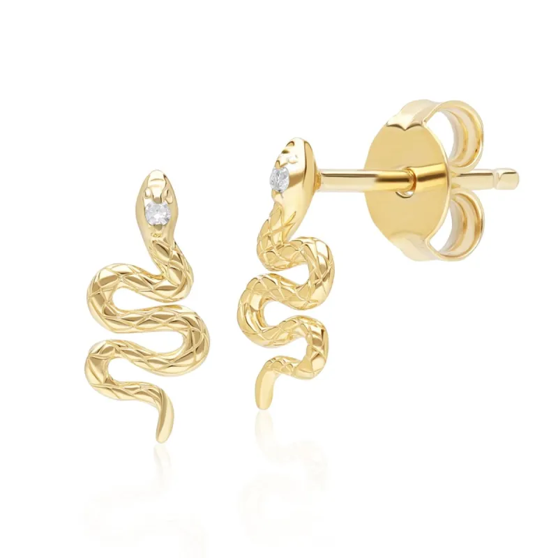 ECFEW™ Diamond Snake Wrap Stud Earrings in 9ct Yellow Gold sold by Gemondo Jewellery