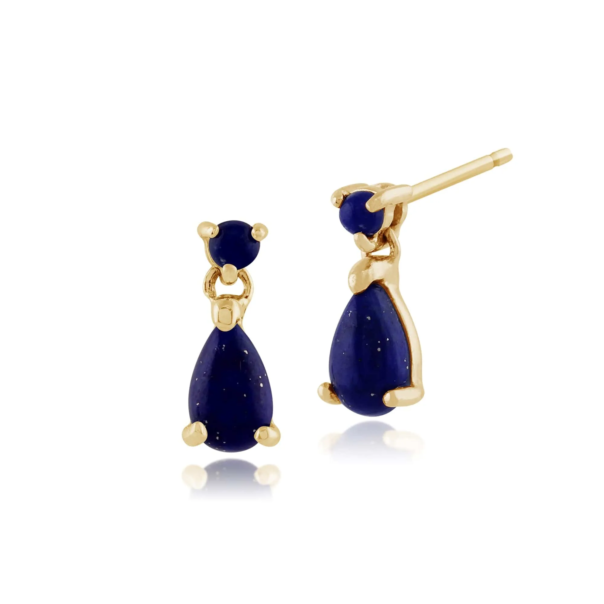 Classic Pear Lapis Lazuli Drop Earrings in 9ct Yellow Gold sold by Gemondo Jewellery