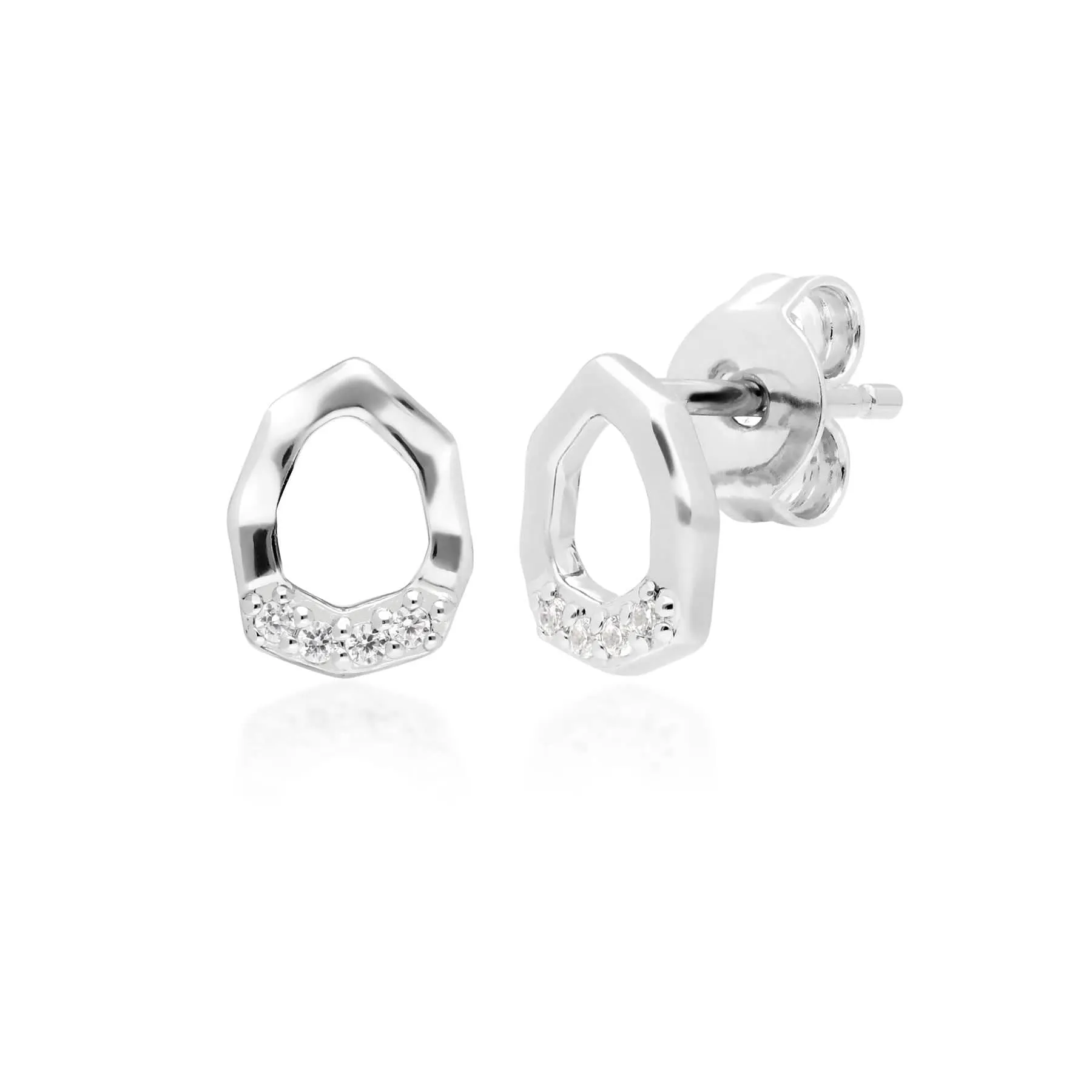 Diamond Pave Asymmetrical Stud Earring & Ring Set in 9ct White Gold sold by Gemondo Jewellery product image thumbnail 2