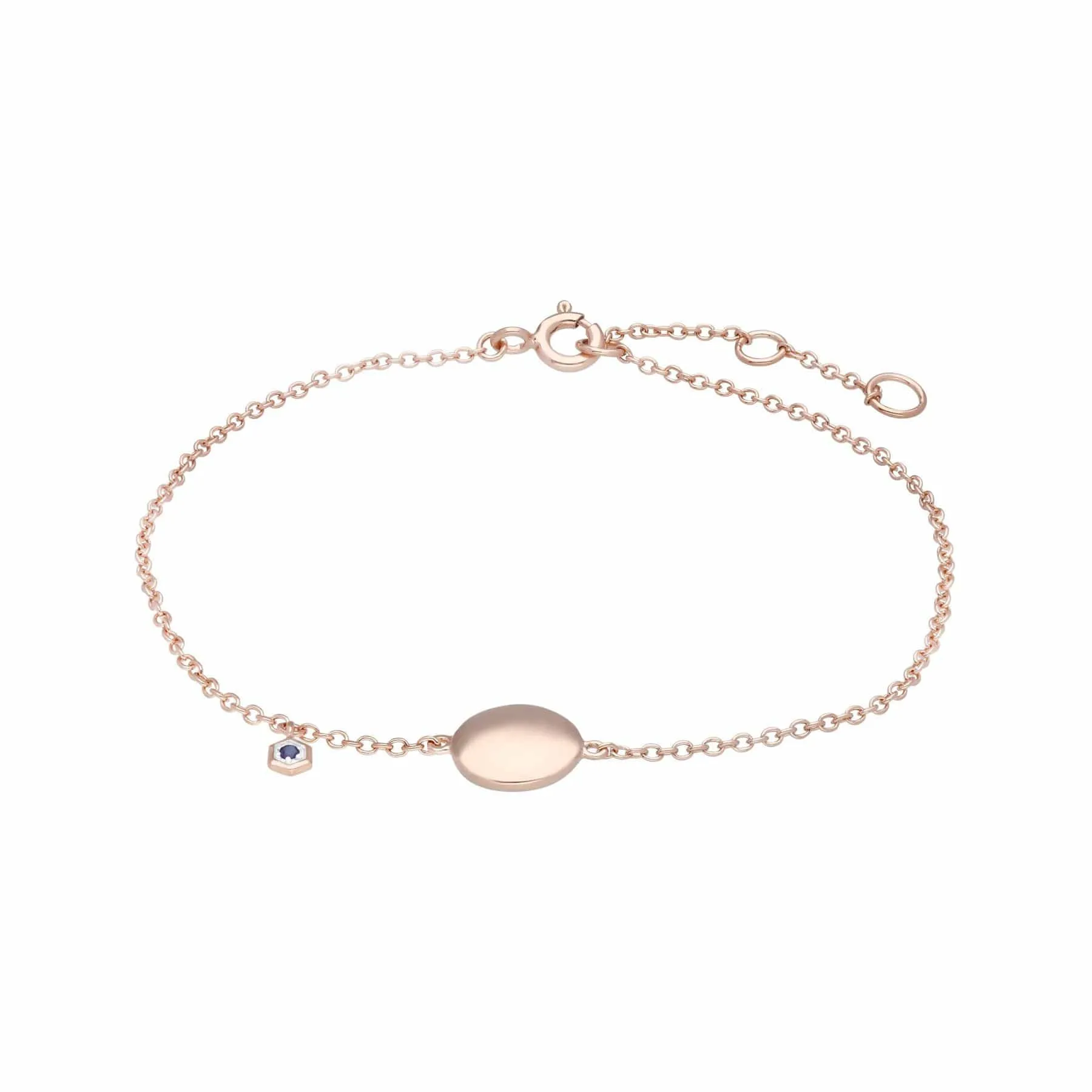 Sapphire Engravable Bracelet in Rose Gold Plated Sterling Silver sold by Gemondo Jewellery