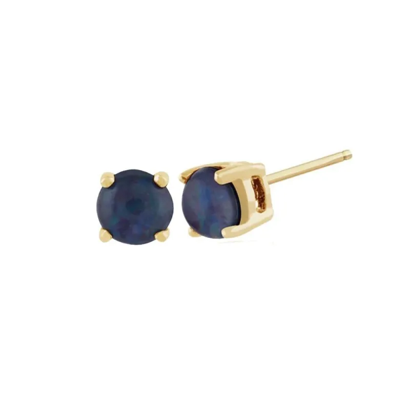 Classic Round Triplet Opal Stud Earrings in 9ct Yellow Gold 3.5mm sold by Gemondo Jewellery