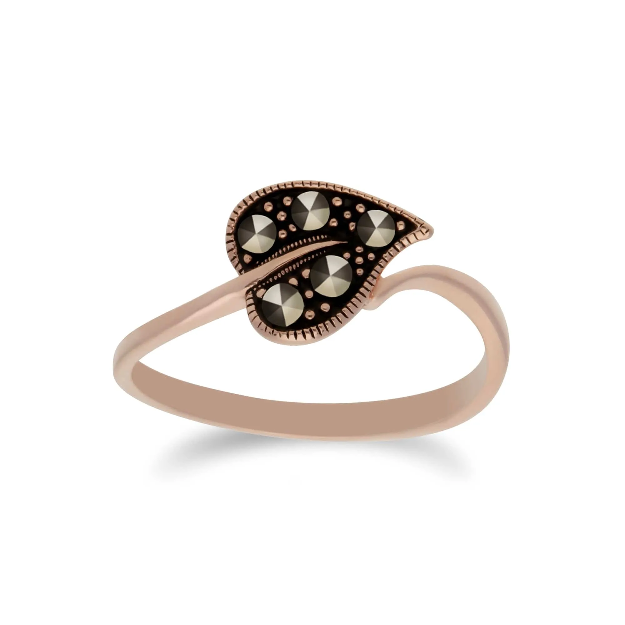 Rose Gold Plated Silver Marcasite Leaf Ring & Bracelet Set sold by Gemondo Jewellery product image thumbnail 3