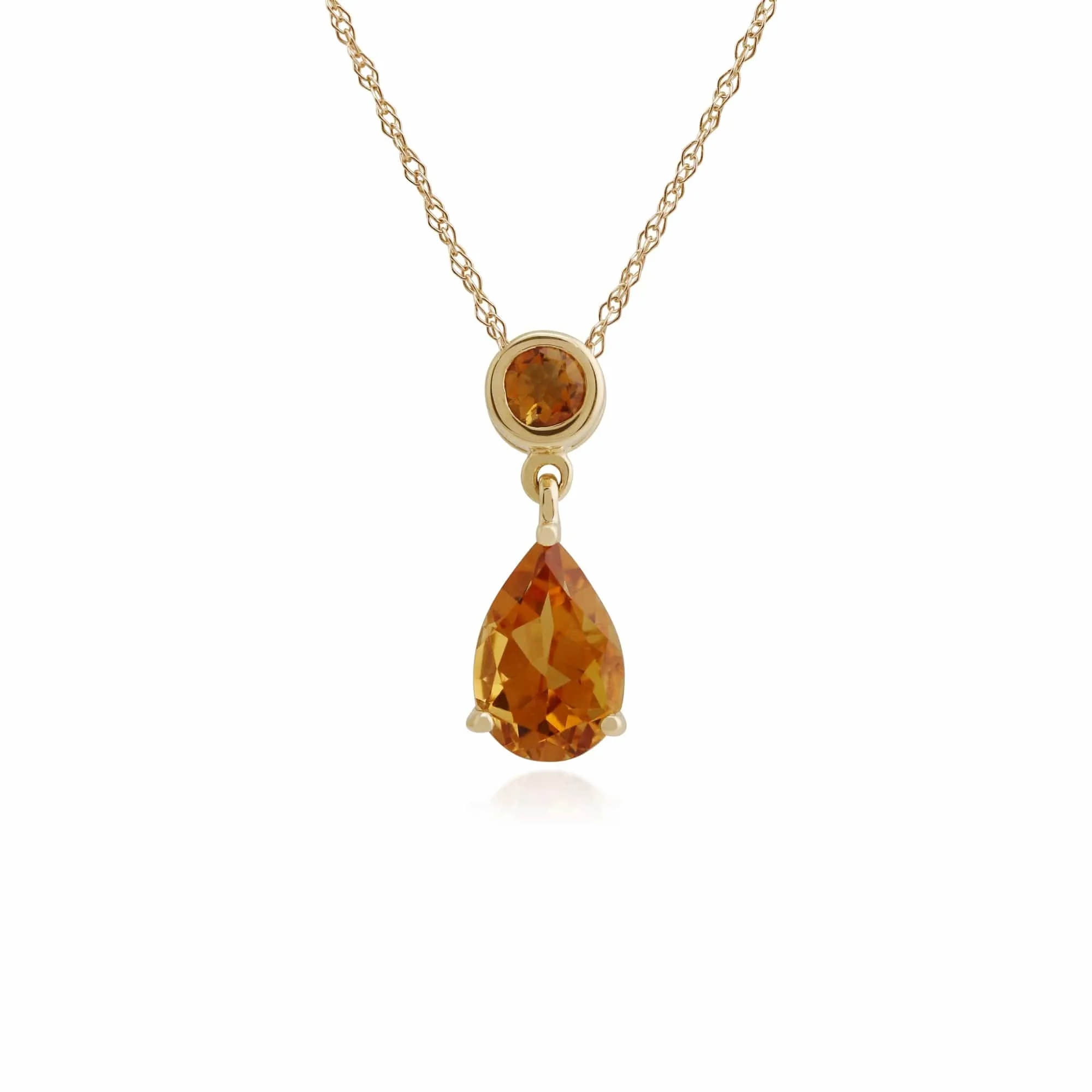 Classic Pear & Round Citrine Pendant in 9ct Yellow Gold sold by Gemondo Jewellery