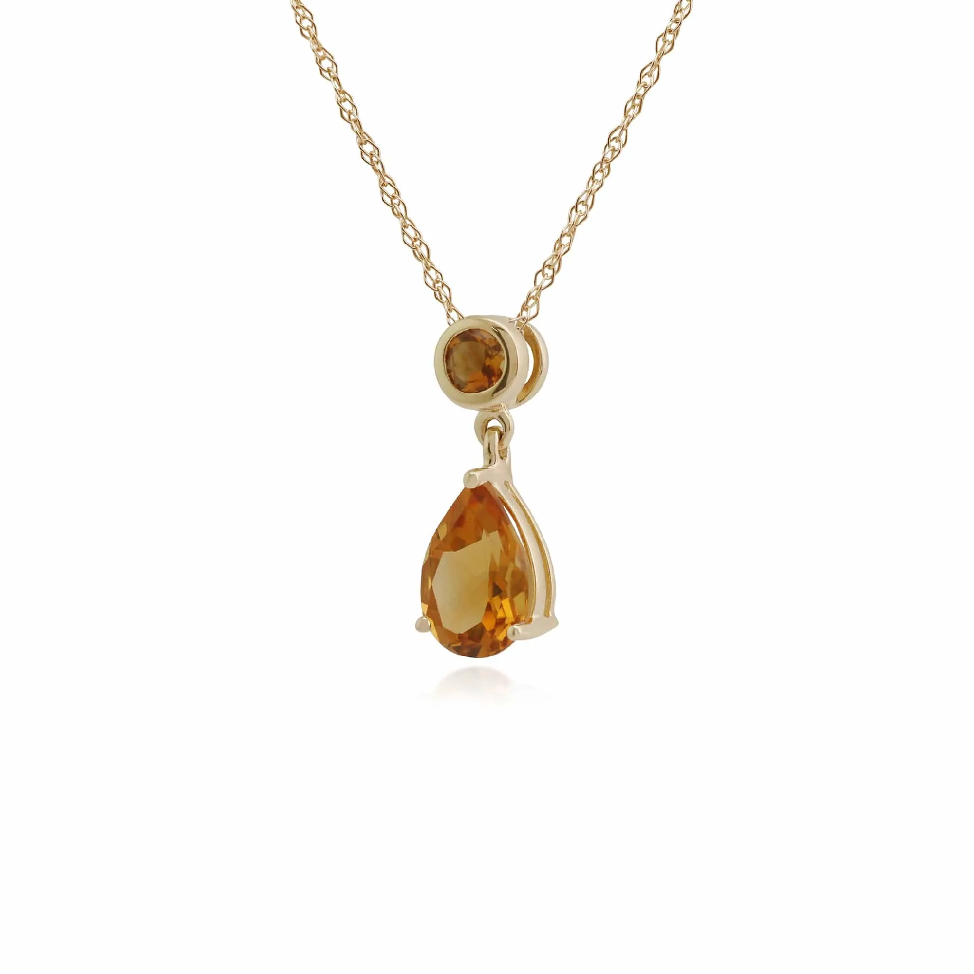 Classic Pear & Round Citrine Pendant in 9ct Yellow Gold sold by Gemondo Jewellery product image thumbnail 2