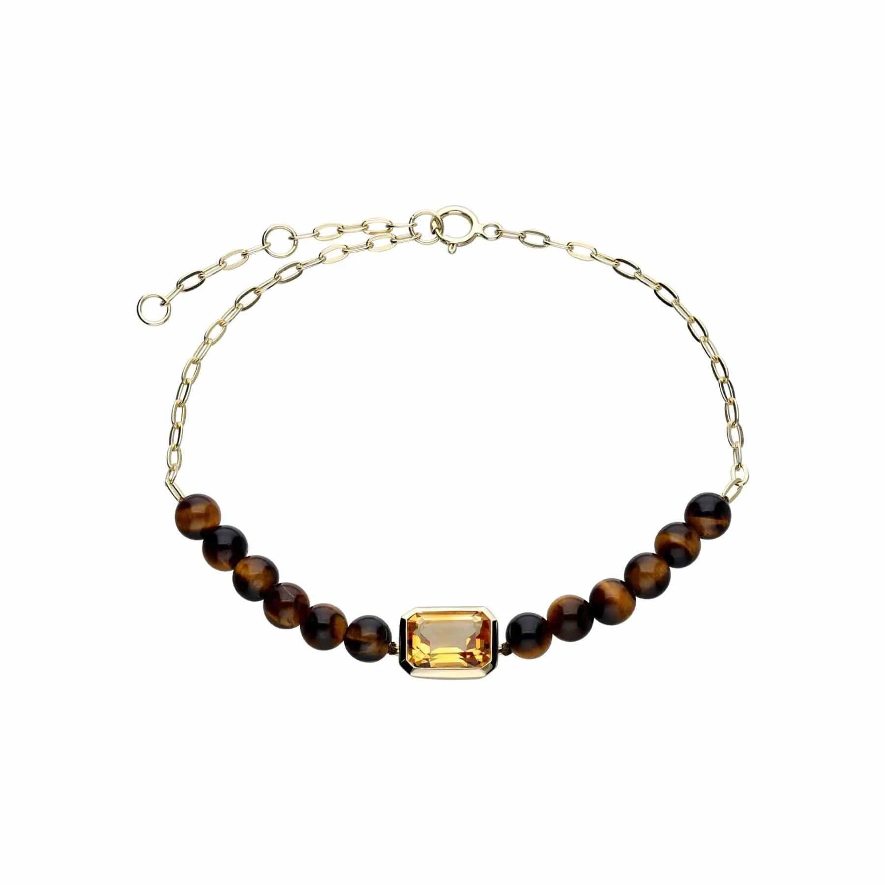 ECFEW™ Unifier Citrine & Tigers Eye Chain Bracelet In Sterling Silver sold by Gemondo Jewellery