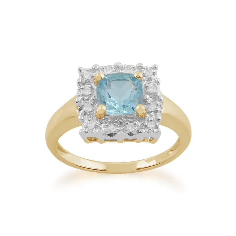 Gemondo 9ct Yellow Gold 1.20ct Blue Topaz & Diamond Ring sold by Gemondo Jewellery