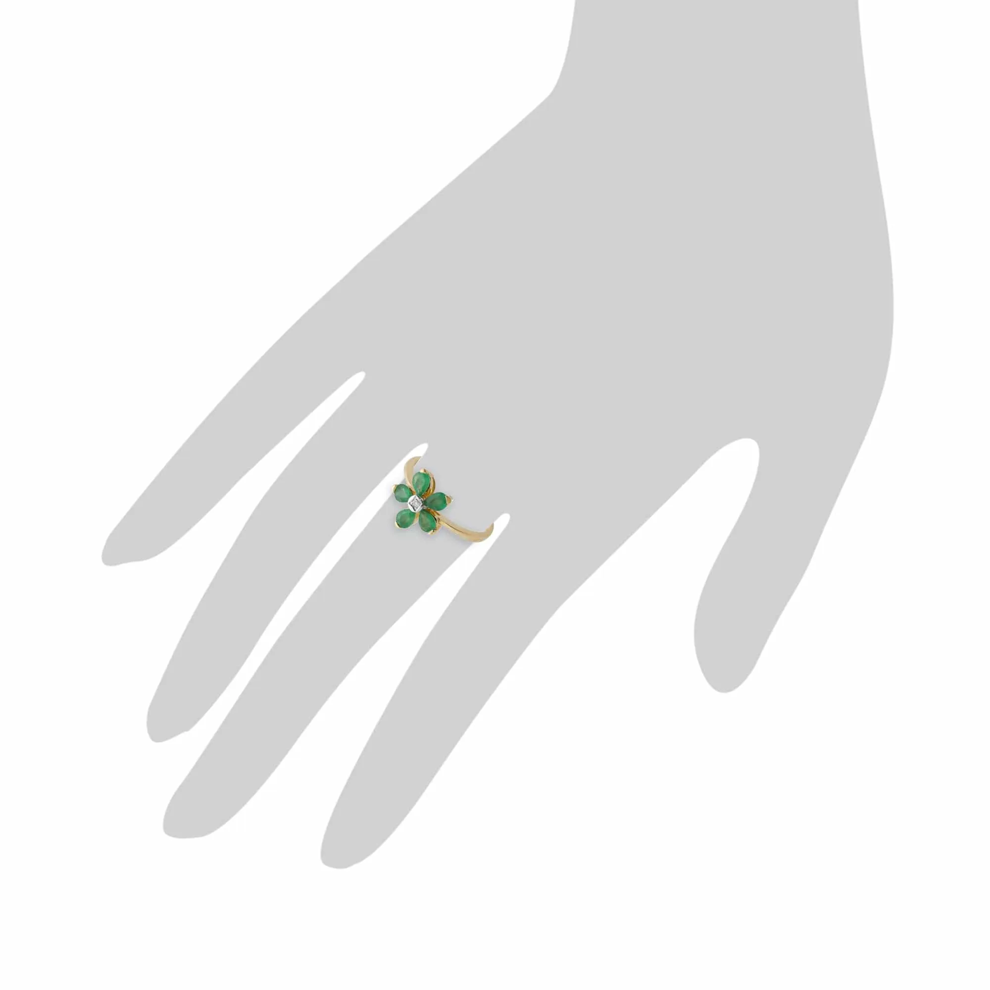Gemondo 9ct Yellow Gold 0.76ct Emerald & Diamond Floral Ring sold by Gemondo Jewellery product image thumbnail 3