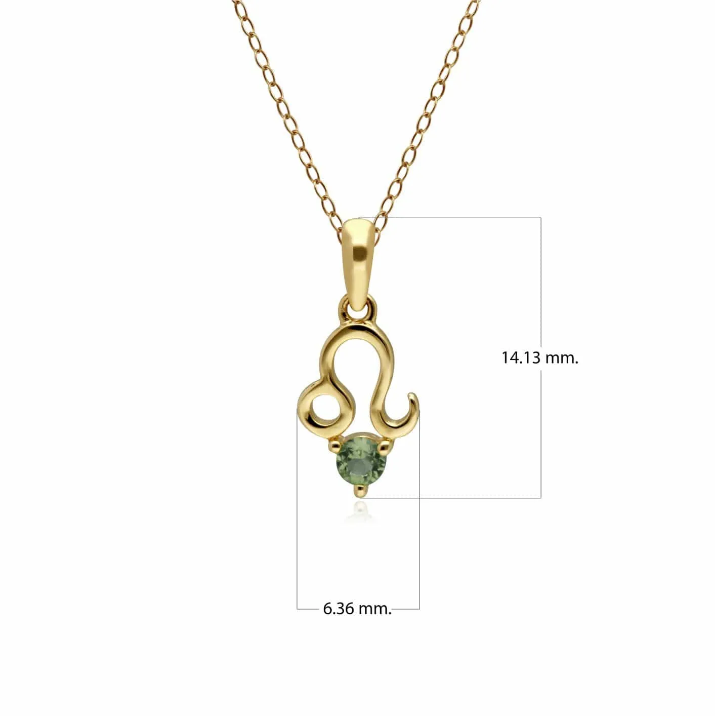 Peridot Leo Zodiac Charm Necklace in 9ct Yellow Gold sold by Gemondo Jewellery product image thumbnail 2