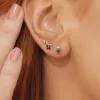 Floral Round Sapphire Stud Earrings in 9ct Yellow Gold sold by Gemondo Jewellery
