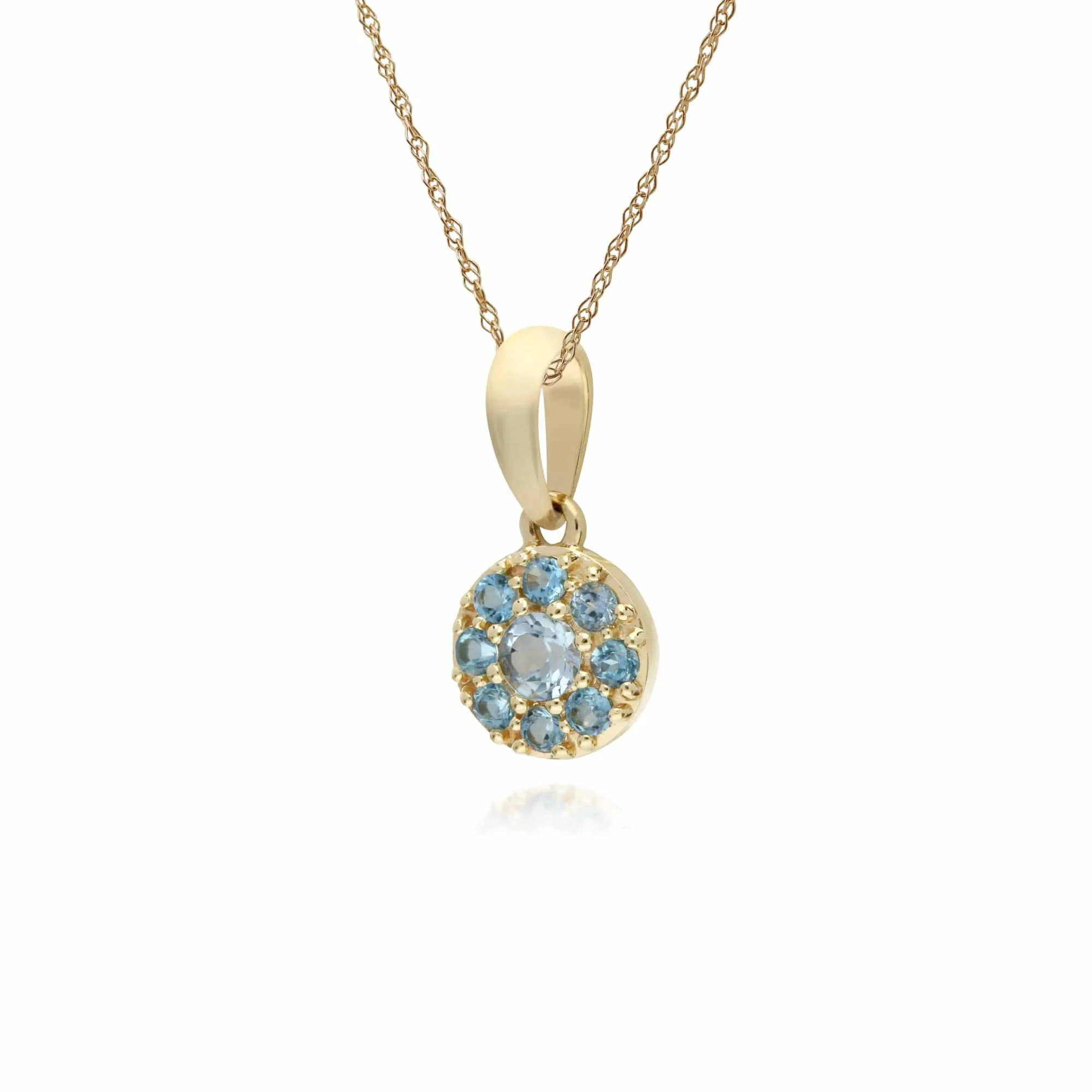 Gemondo 9ct Yellow Gold Blue Topaz Round Cluster Pendant on 45cm Chain sold by Gemondo Jewellery product image thumbnail 2