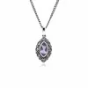 Art Deco Style Marquise Amethyst & Marcasite Pendant in 925 Sterling Silver sold by Gemondo Jewellery
