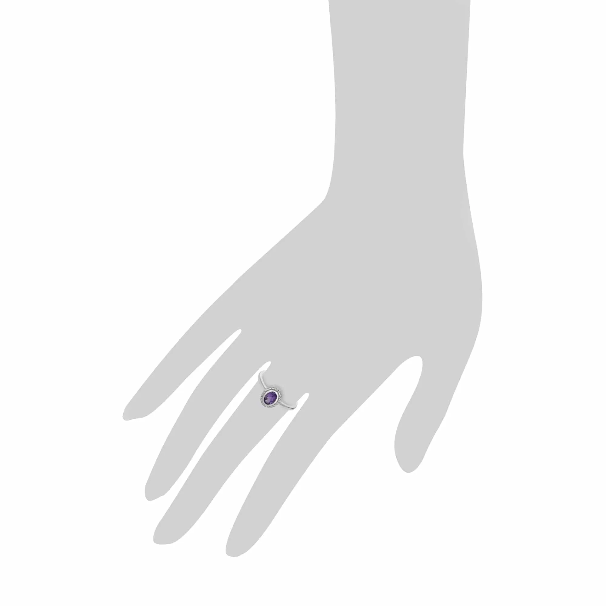 Classic Oval Amethyst Rope Design Ring in 925 Sterling Silver sold by Gemondo Jewellery product image thumbnail 3