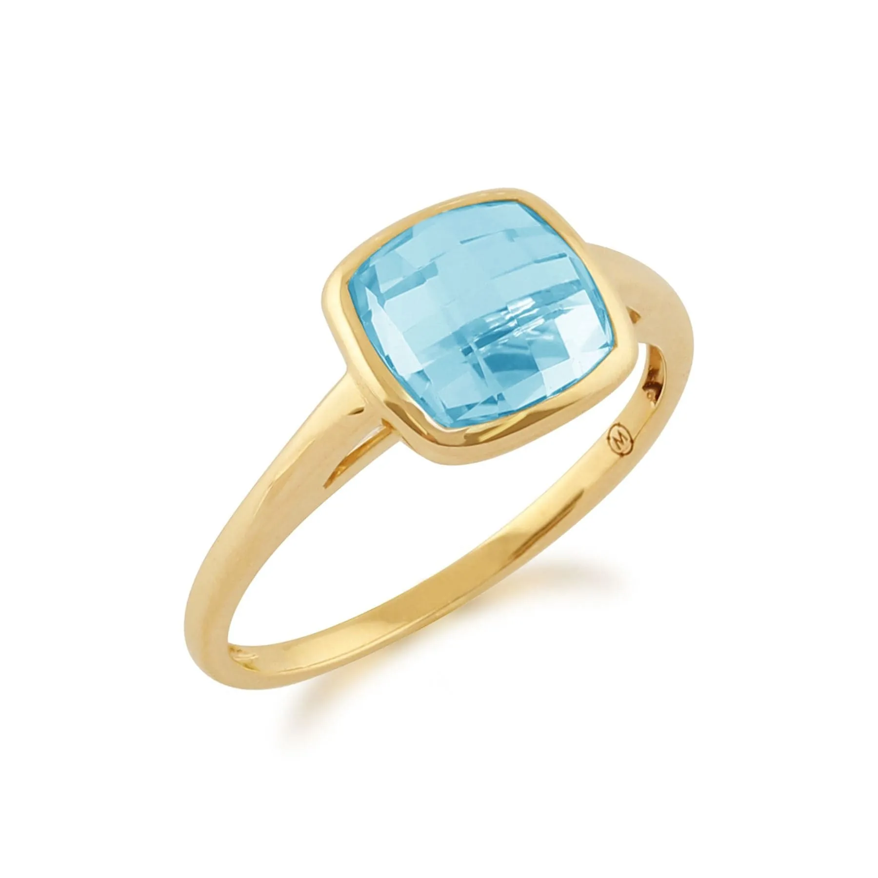 Square Blue Checkerboard Topaz 9ct Yellow Gold Square Ring sold by Gemondo Jewellery product image thumbnail 2
