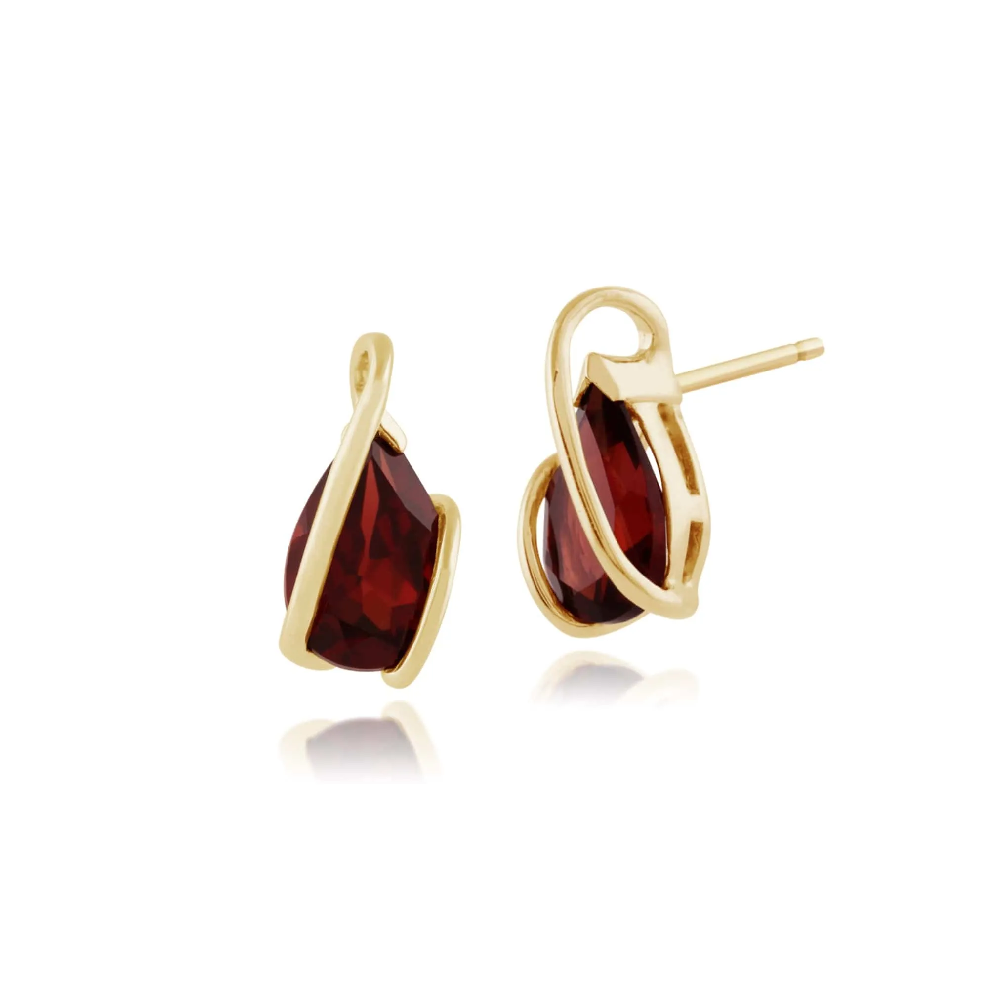 Classic Pear Garnet Stud Earrings in 9ct Yellow Gold sold by Gemondo Jewellery