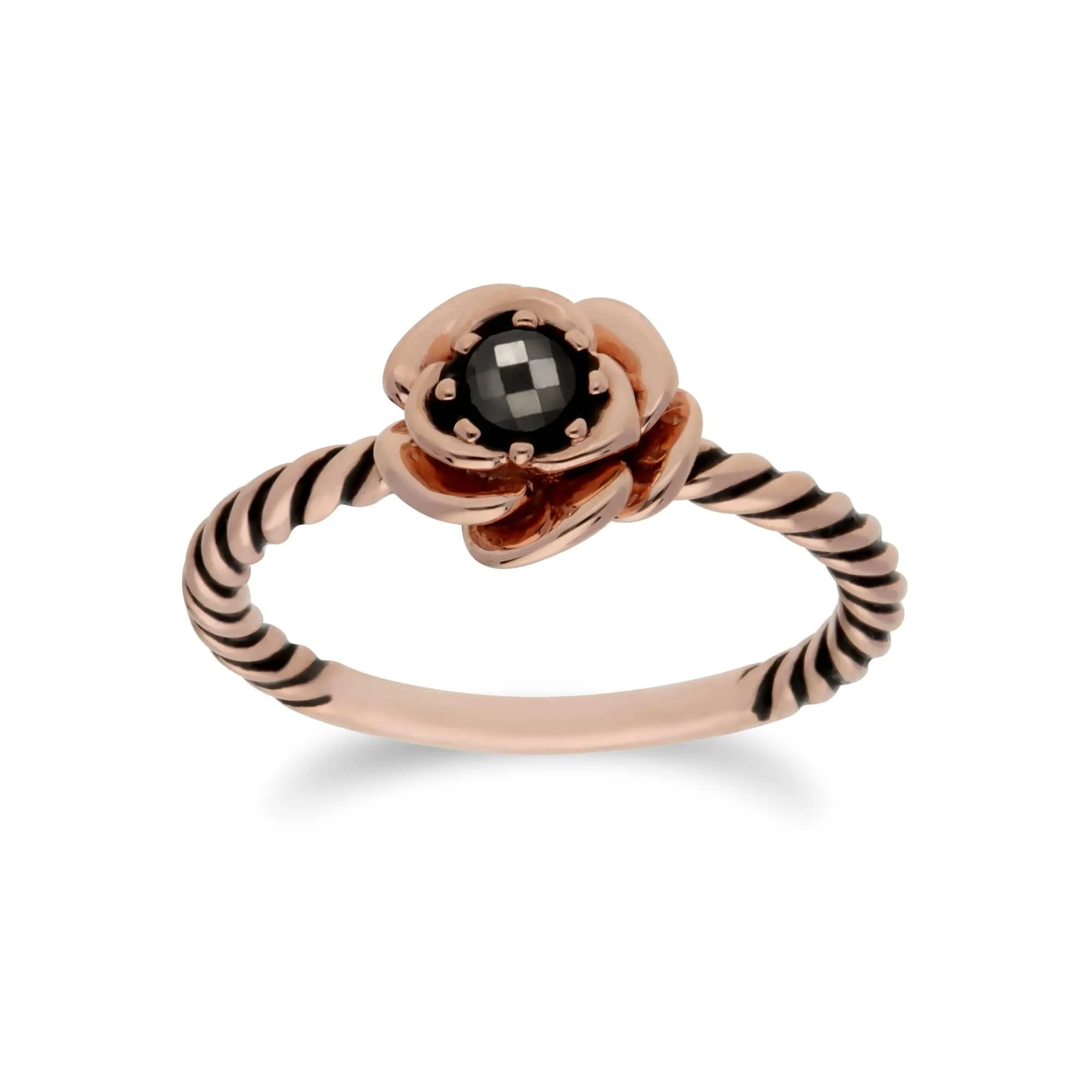 Rose Gold Plated Marcasite Flower Stud Earrings & Ring Set in 925 Sterling Silver sold by Gemondo Jewellery product image thumbnail 3