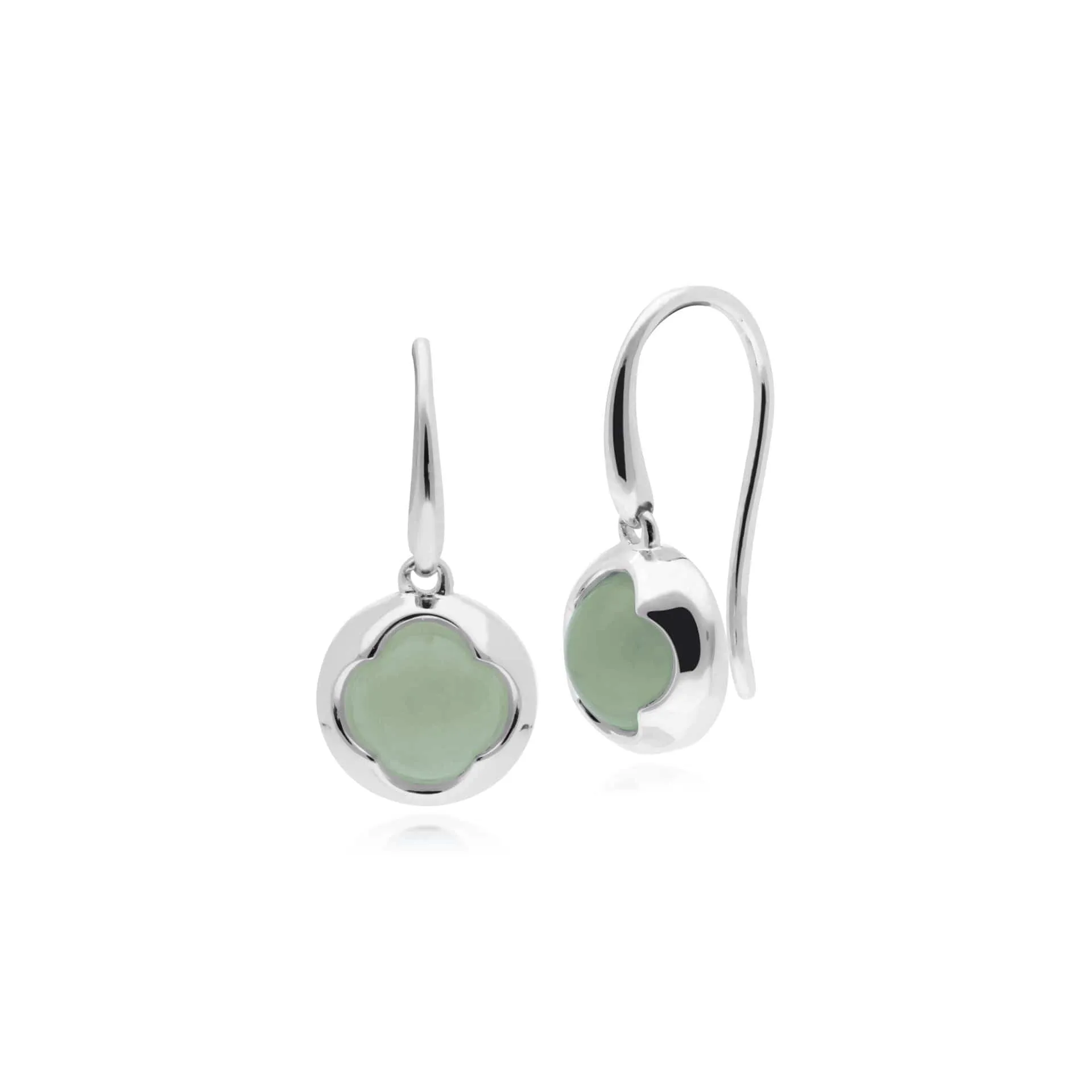 Geometric Jade Circular Prism Drop Earrings in 925 Sterling Silver sold by Gemondo Jewellery