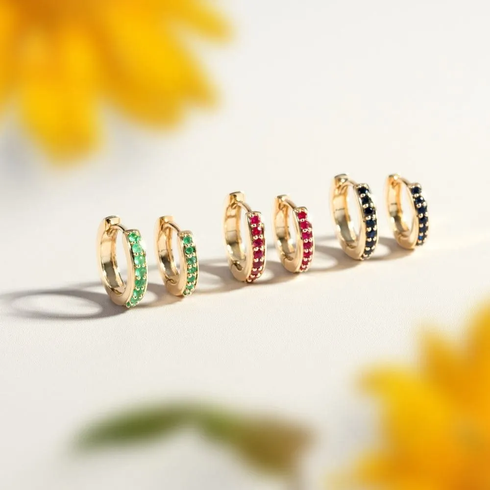 Classic Ruby Huggie Hoop Earrings in 9ct Yellow Gold sold by Gemondo Jewellery product image thumbnail 3