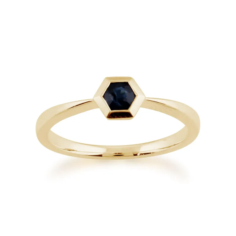 Gemondo 9ct Yellow Gold 0.27ct Sapphire Hexagon Ring sold by Gemondo Jewellery