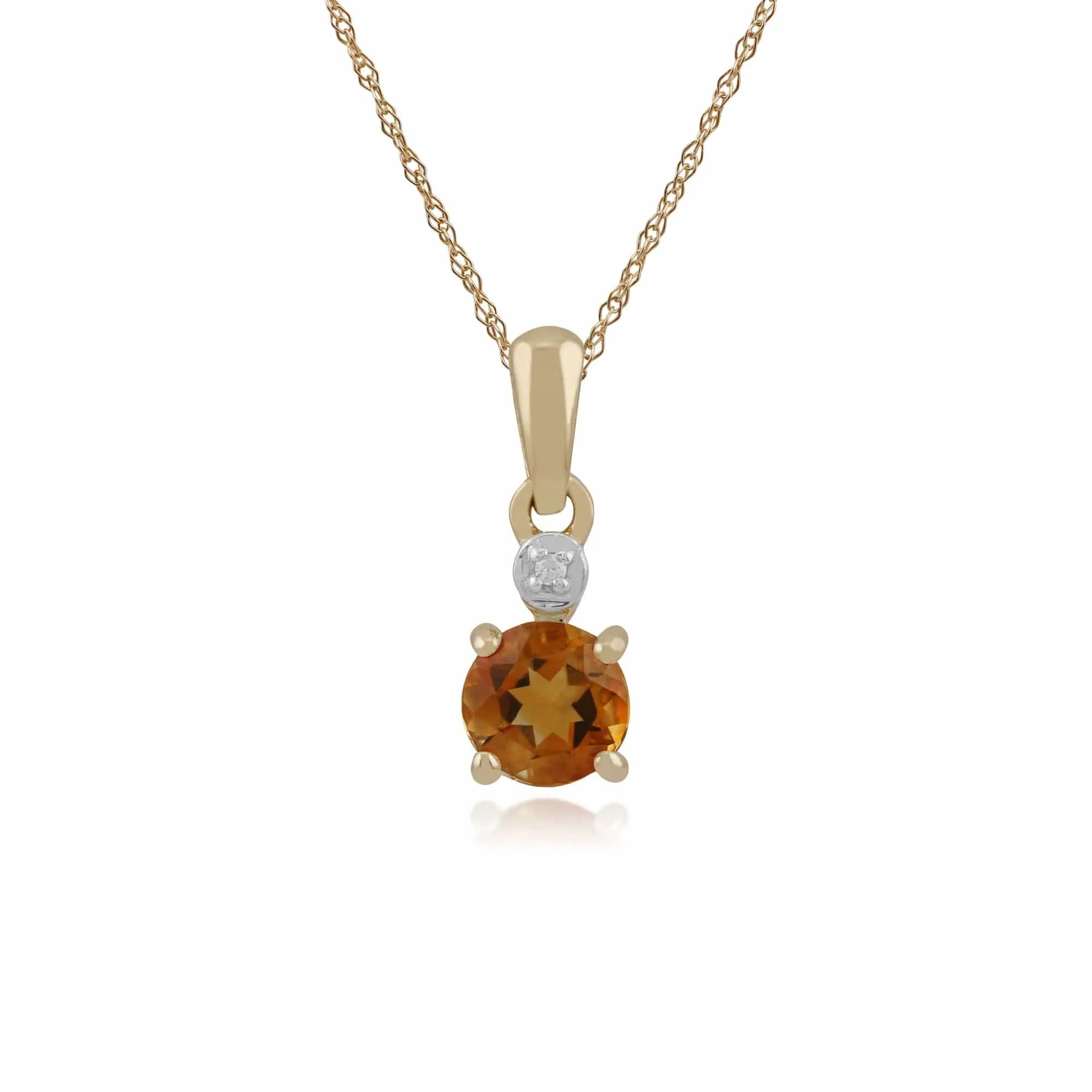 Gemondo 9ct Yellow Gold 0.45ct Citrine & Diamond Round Pendant on 45cm Chain sold by Gemondo Jewellery