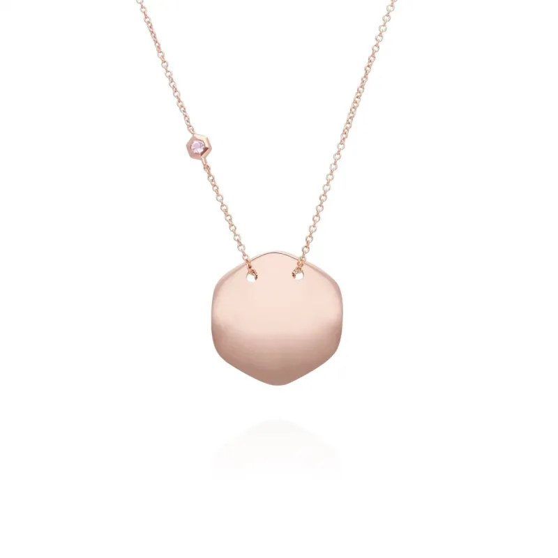 Morganite Engravable Necklace in Rose Gold Plated Sterling Silver sold by Gemondo Jewellery