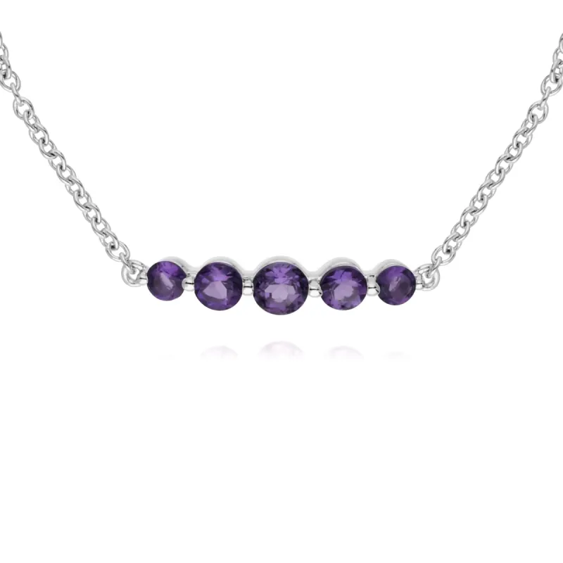Gemondo Sterling Silver Five Stone Amethyst Round Gradient 19cm Bracelet sold by Gemondo Jewellery