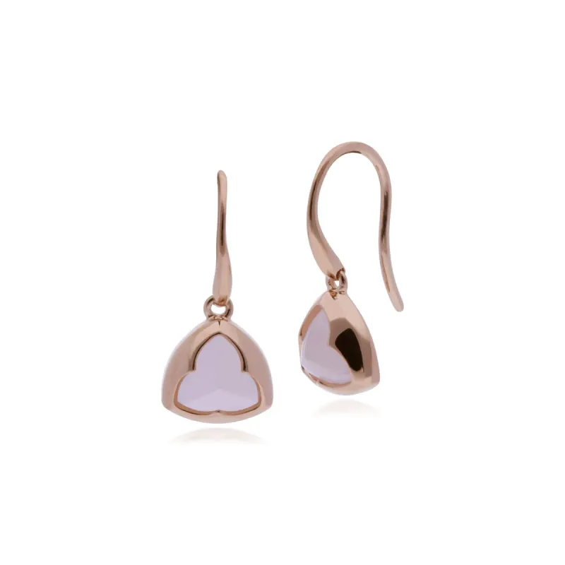 Gemondo Rose Plated Sterling Silver Prism Sugarloaf Rose Quartz Drop Earrings sold by Gemondo Jewellery