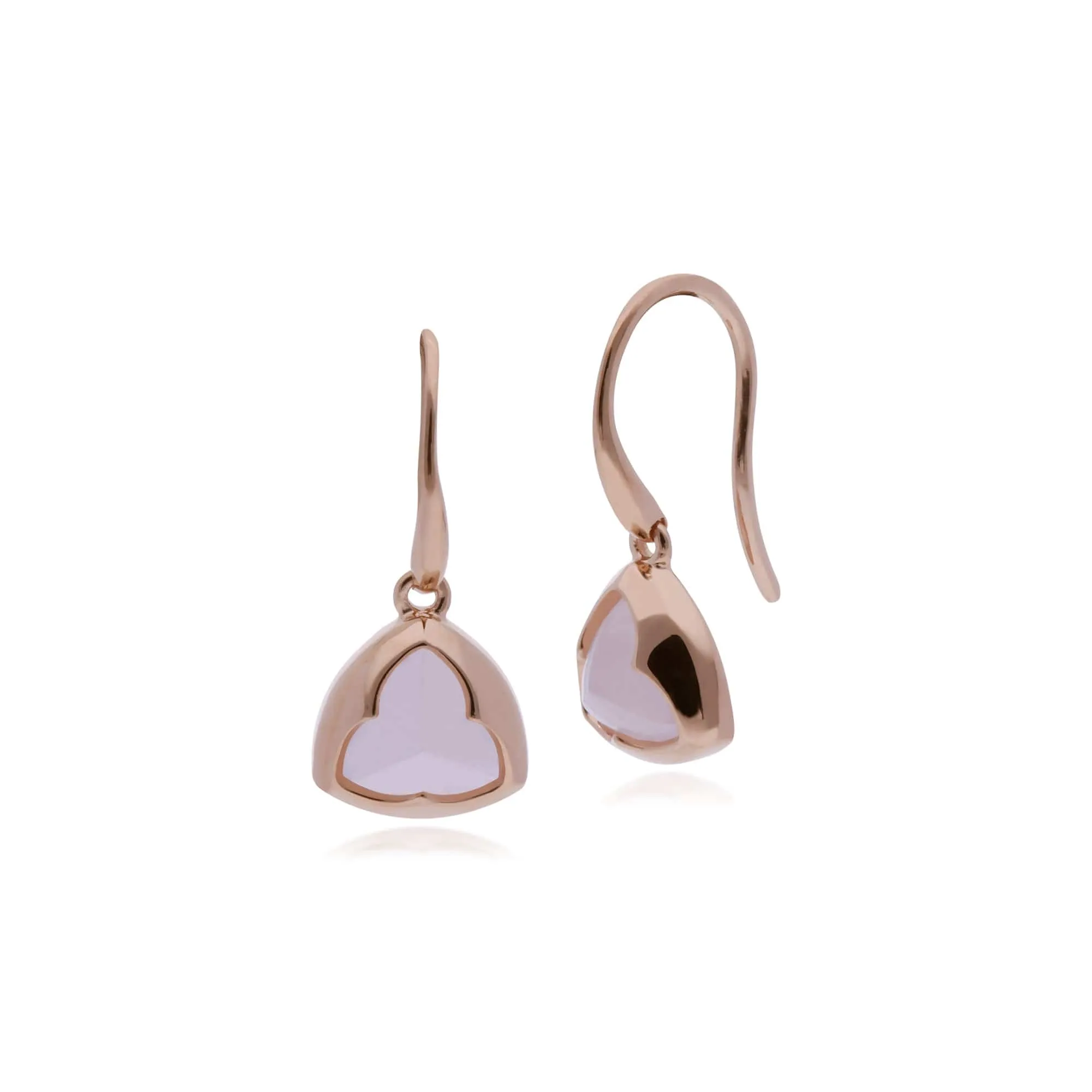 Gemondo Rose Plated Sterling Silver Prism Sugarloaf Rose Quartz Drop Earrings sold by Gemondo Jewellery