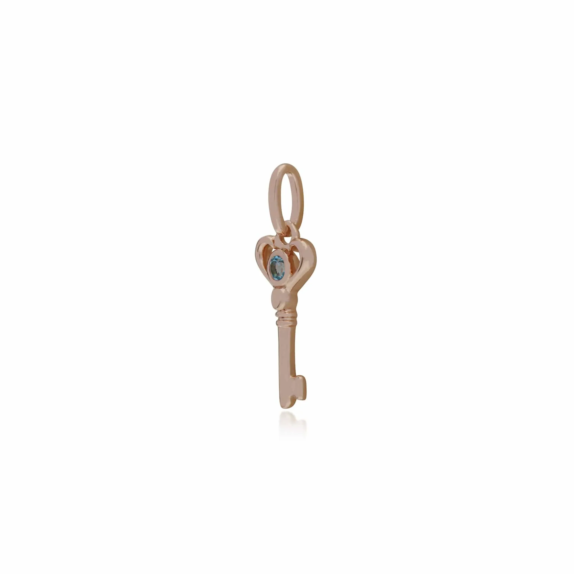 Rose Gold Plated Sterling Silver Blue Topaz Small Key Charm sold by Gemondo Jewellery product image thumbnail 2