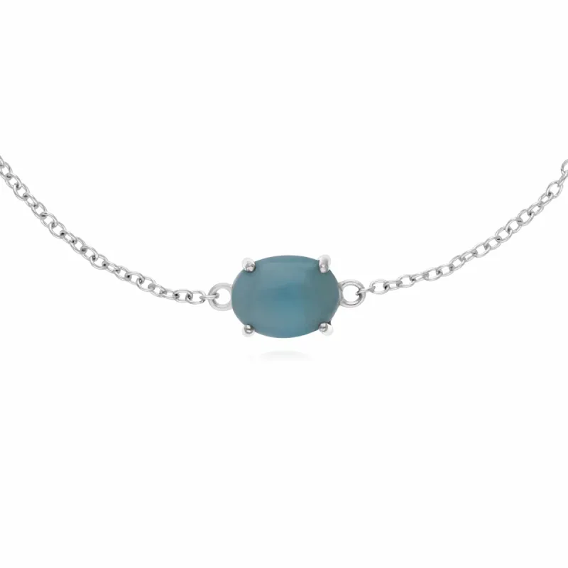 Gemondo Sterling Silver Larimar Single Stone Oval 19cm Bracelet sold by Gemondo Jewellery
