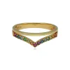 Rainbow Wishbone Style Ring in Gold Plated Sterling Silver sold by Gemondo Jewellery