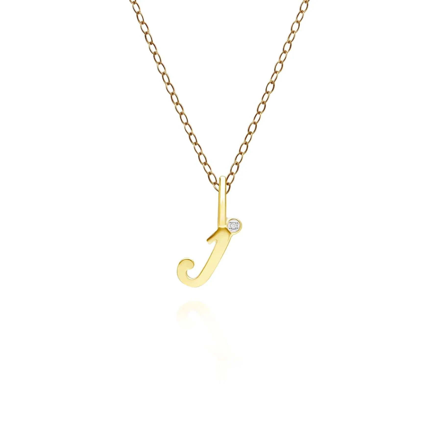 Alphabet Letter J Diamond pendant in 9ct Yellow Gold sold by Gemondo Jewellery