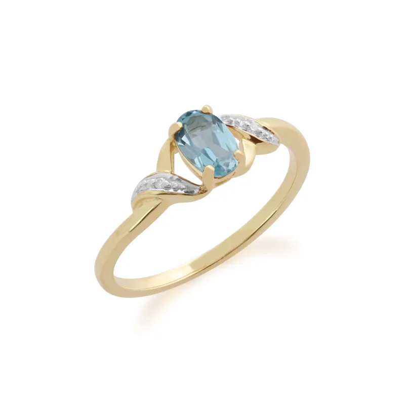 Gemondo 9ct Yellow Gold 0.39ct Aquamarine & Diamond Ring made by Gemondo Jewellery