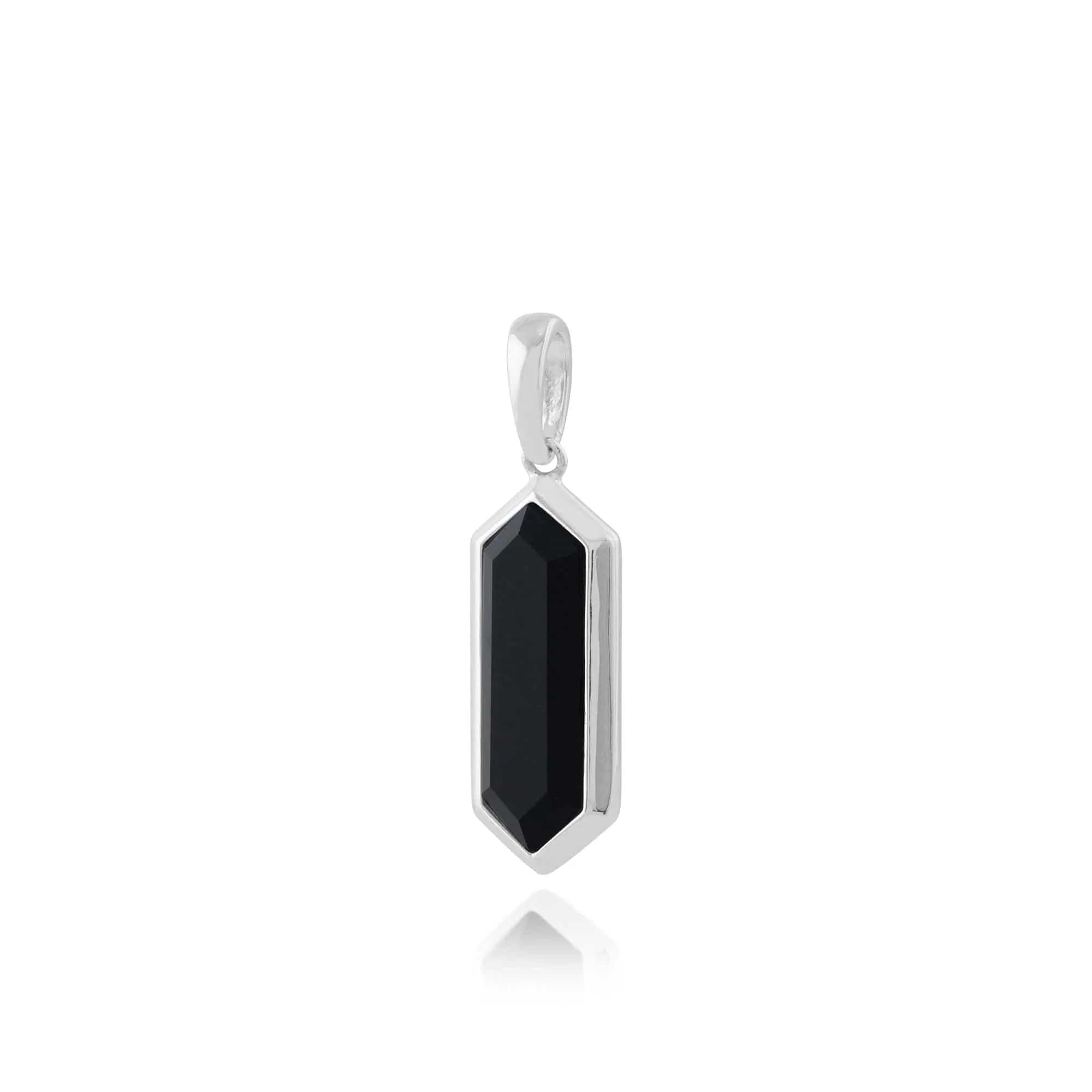 Geometric Hexagon Black Onyx Prism Drop Pendant in 925 Sterling Silver sold by Gemondo Jewellery product image thumbnail 2
