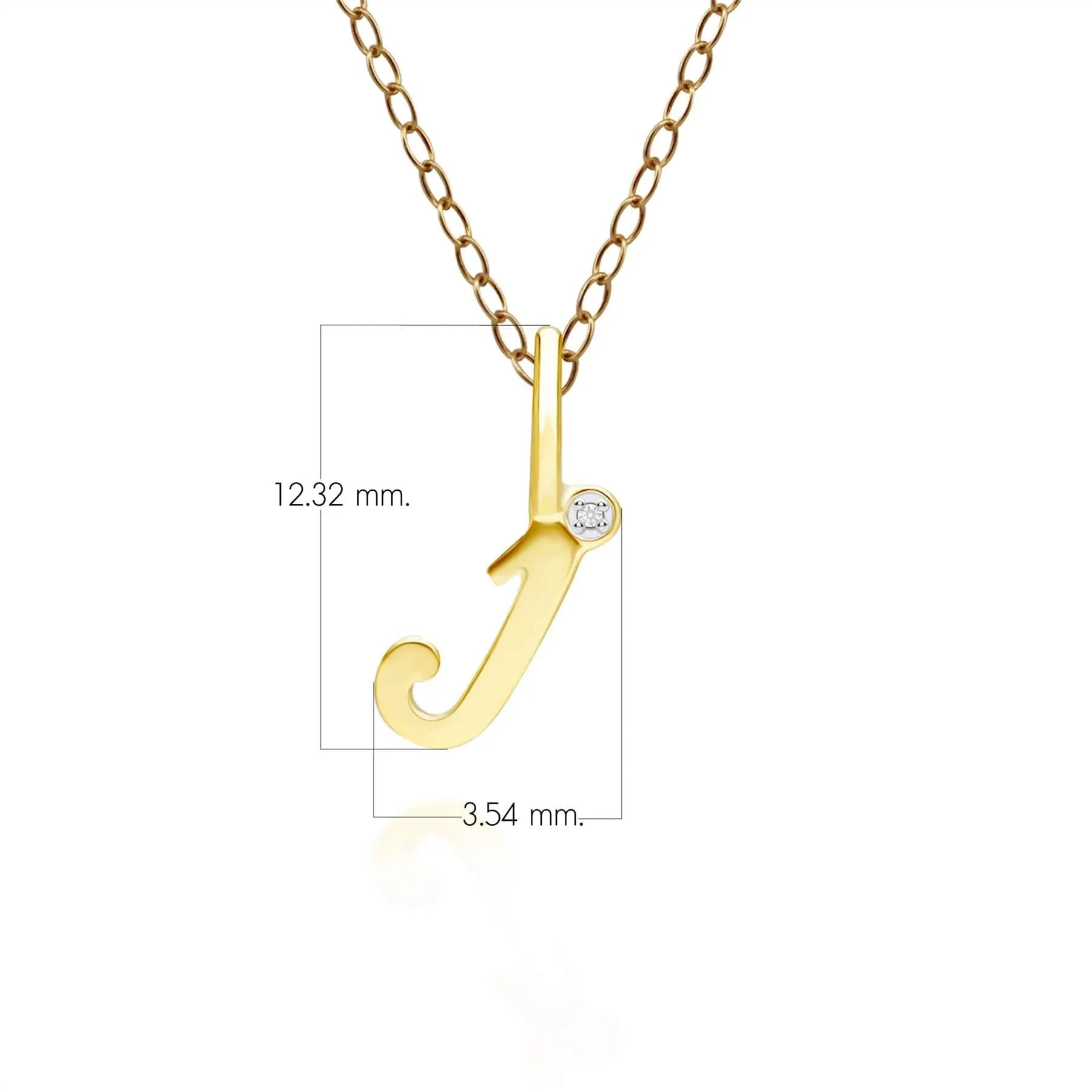 Alphabet Letter J Diamond pendant in 9ct Yellow Gold sold by Gemondo Jewellery product image thumbnail 3