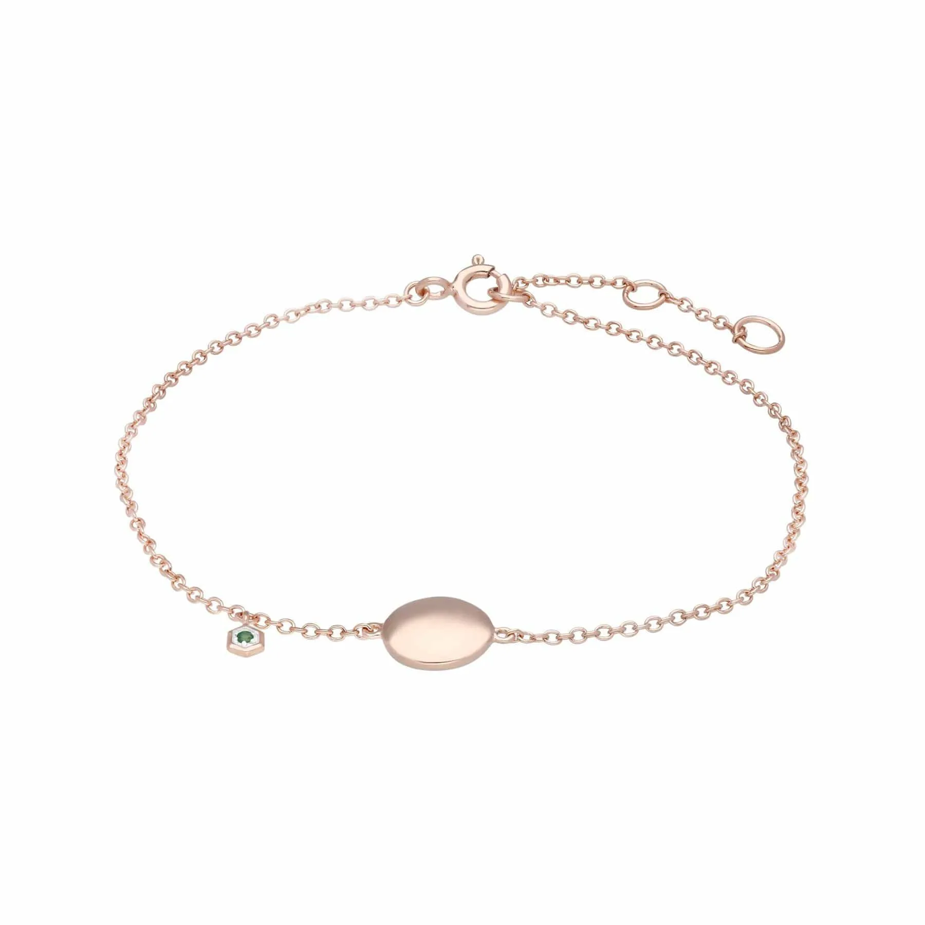 Emerald Engravable Bracelet in Rose Gold Sterling Silver sold by Gemondo Jewellery