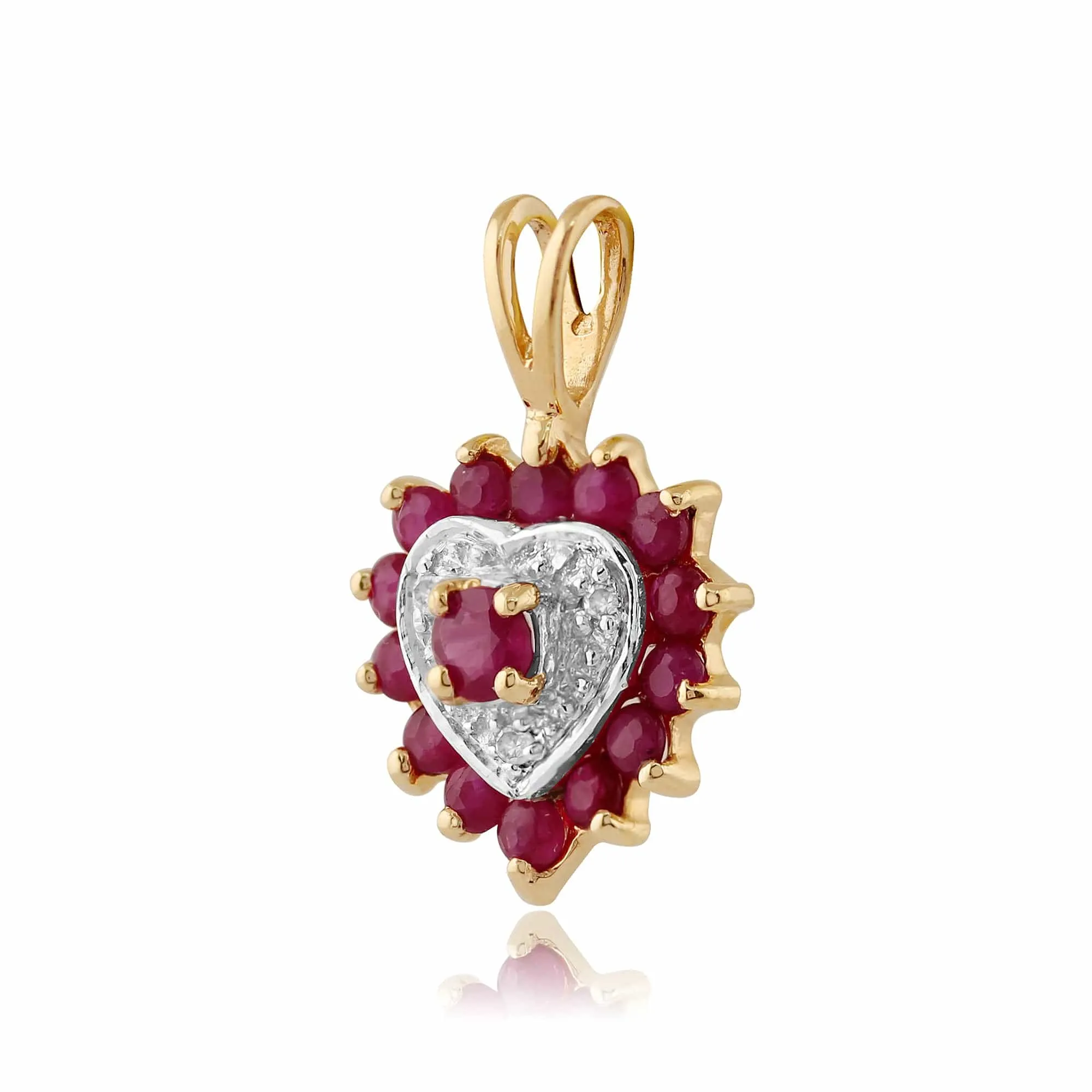 Ruby & Diamond Cluster Sacred Heart Pendant in 9ct Gold sold by Gemondo Jewellery product image thumbnail 2
