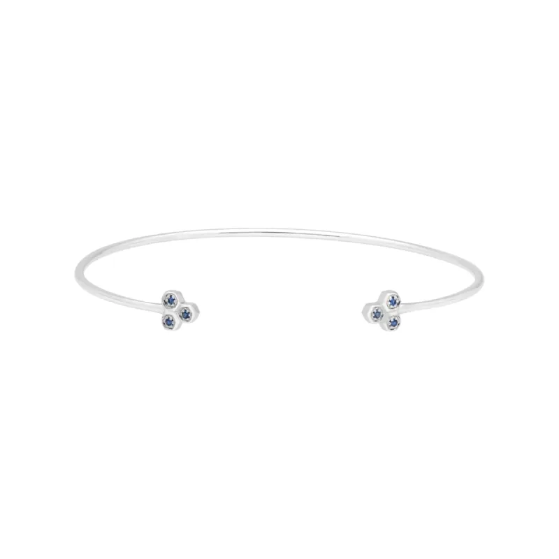 Sapphire Trilogy Geometric Bangle in 9ct White Gold sold by Gemondo Jewellery
