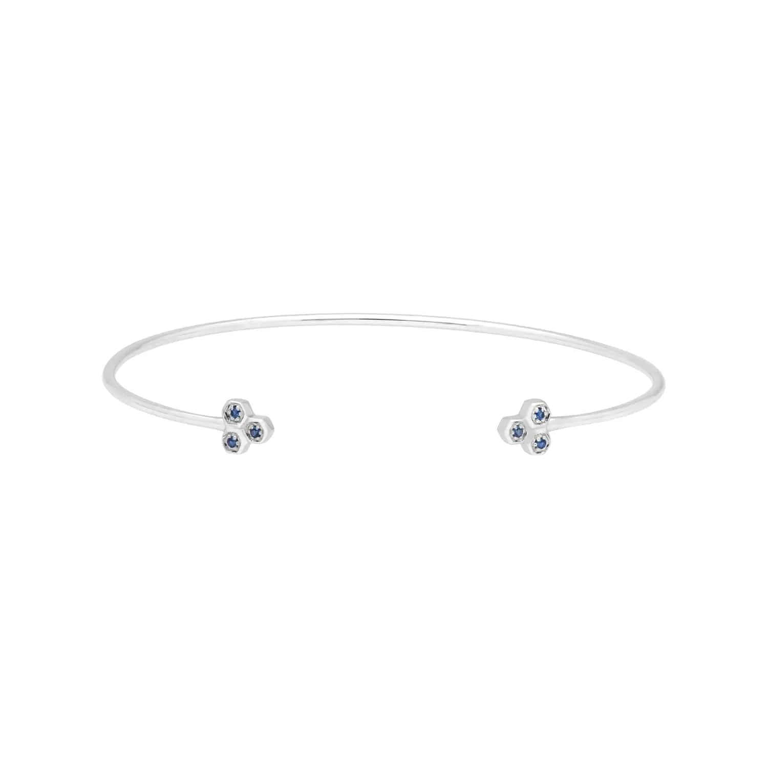 Sapphire Trilogy Geometric Bangle in 9ct White Gold sold by Gemondo Jewellery
