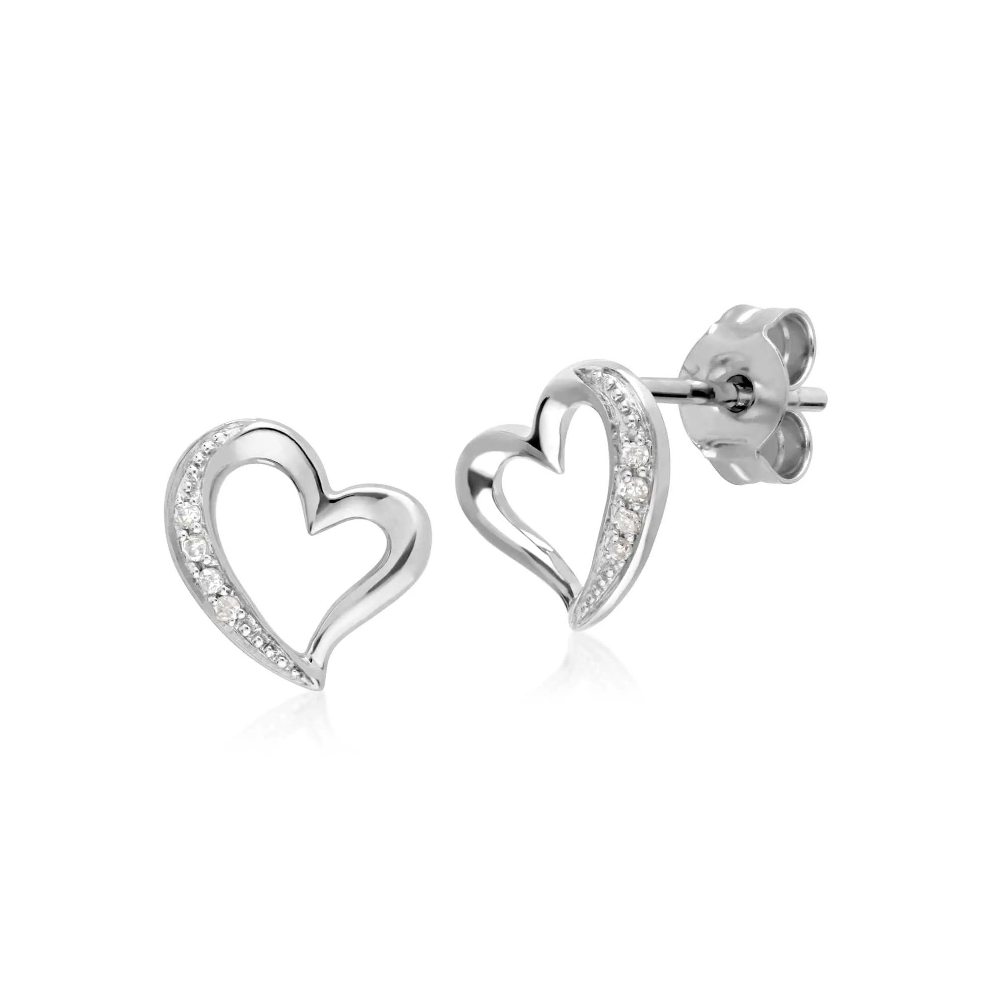 Gemondo 9ct White Gold Diamond Stylish Heart Stud Earrings sold by Gemondo Jewellery
