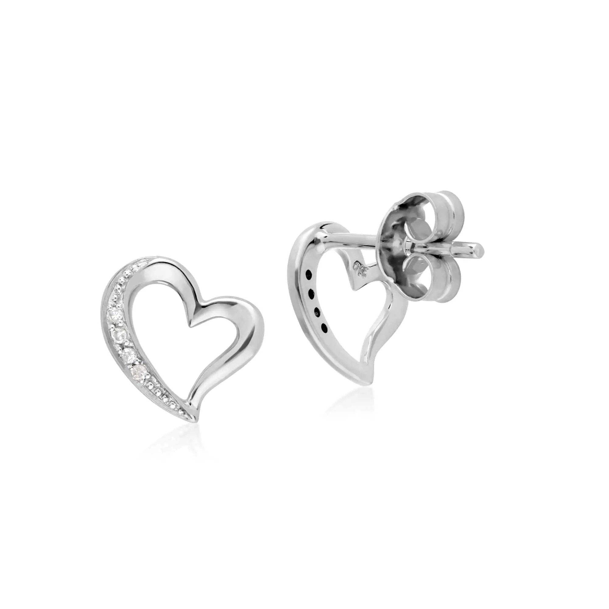 Gemondo 9ct White Gold Diamond Stylish Heart Stud Earrings sold by Gemondo Jewellery product image thumbnail 2