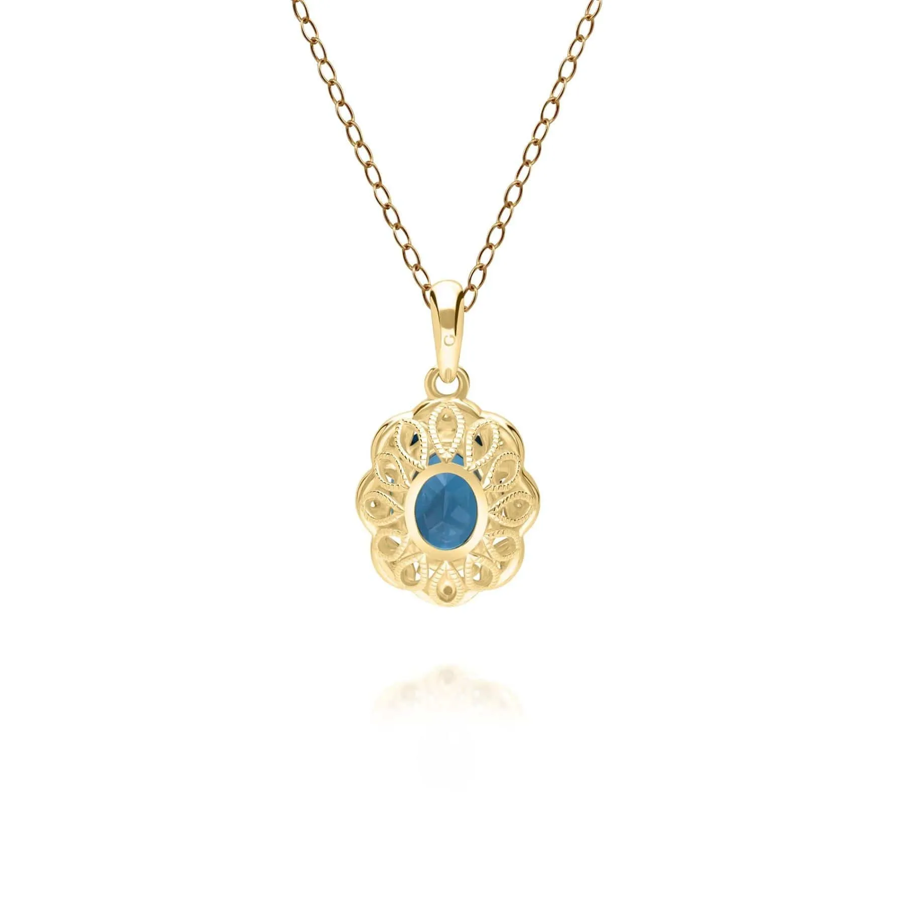 Classic London Blue Topaz & Diamond Luxe Pendant in 9ct Yellow Gold sold by Gemondo Jewellery product image thumbnail 4