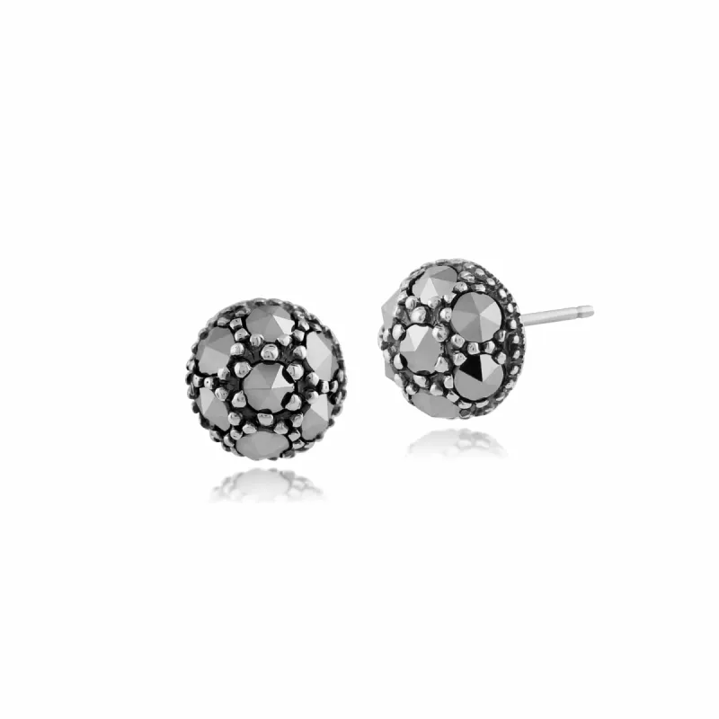 Classic Round Marcasite Stud Earrings in 925 Sterling Silver sold by Gemondo Jewellery