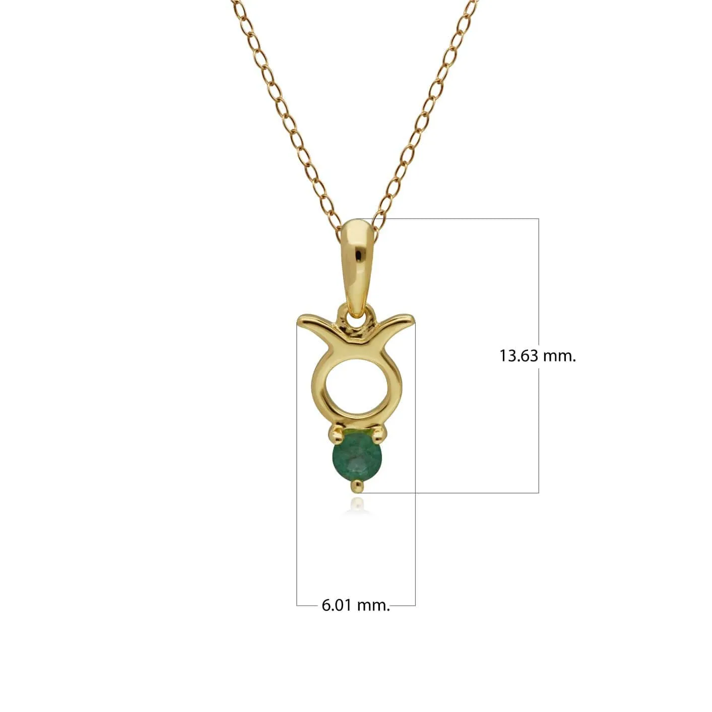 Emerald Taurus Zodiac Charm Necklace in 9ct Yellow Gold sold by Gemondo Jewellery product image thumbnail 2