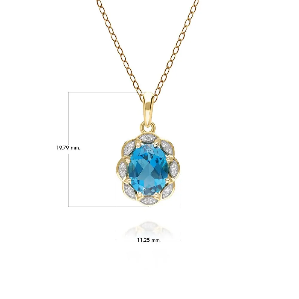 Classic London Blue Topaz & Diamond Luxe Pendant in 9ct Yellow Gold sold by Gemondo Jewellery product image thumbnail 5