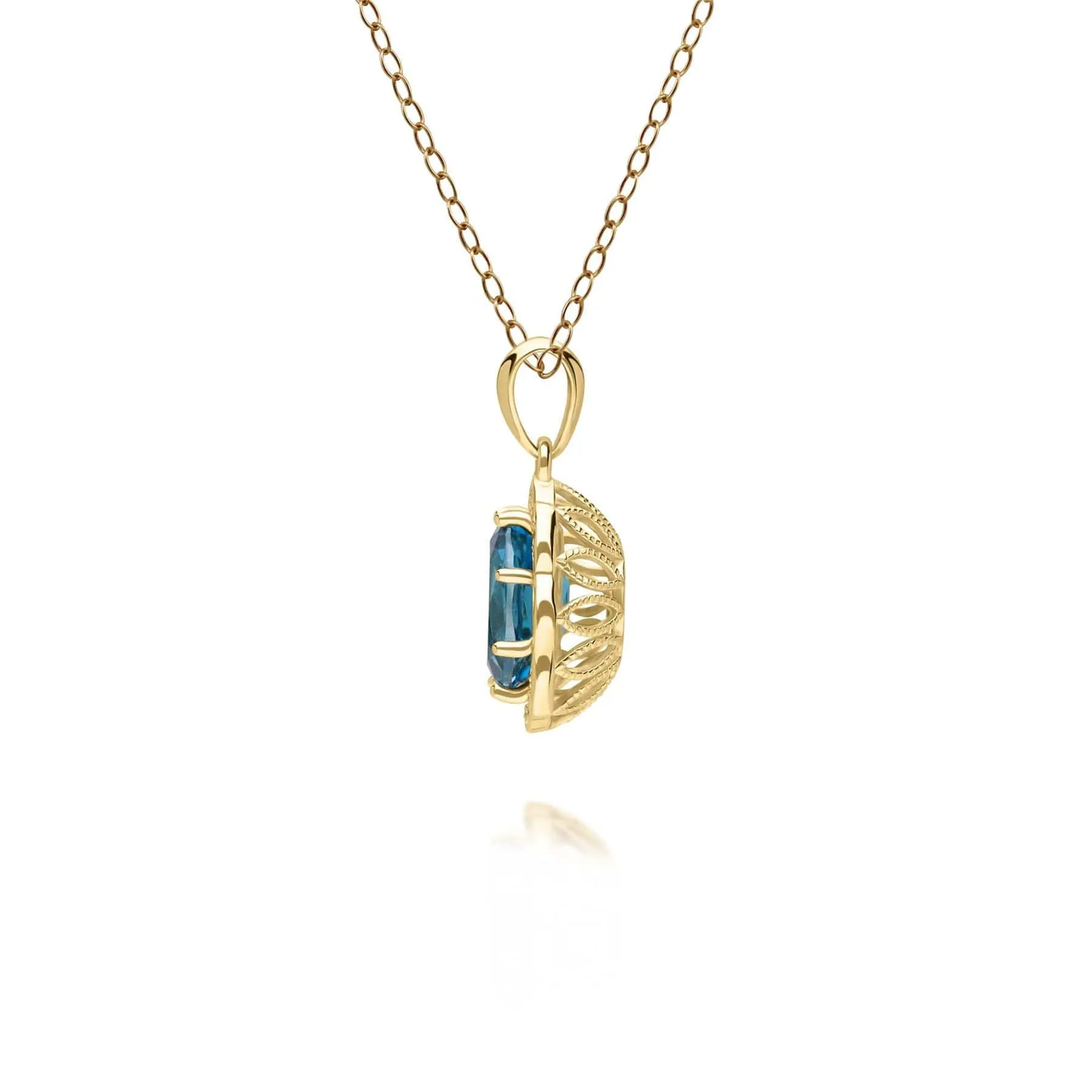 Classic London Blue Topaz & Diamond Luxe Pendant in 9ct Yellow Gold sold by Gemondo Jewellery product image thumbnail 3