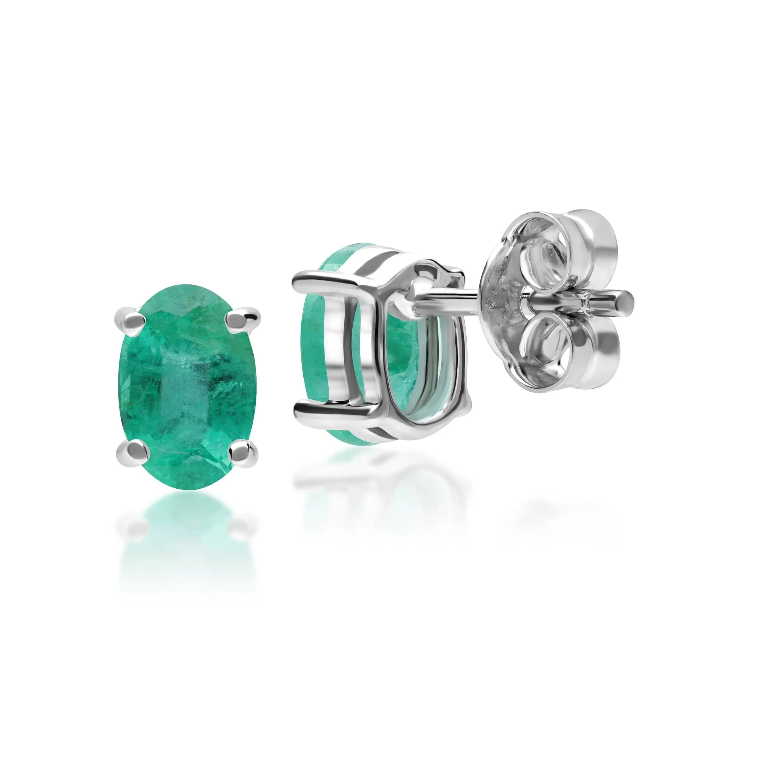 Classic Oval Emerald Stud Earrings in 9ct White Gold sold by Gemondo Jewellery product image thumbnail 3