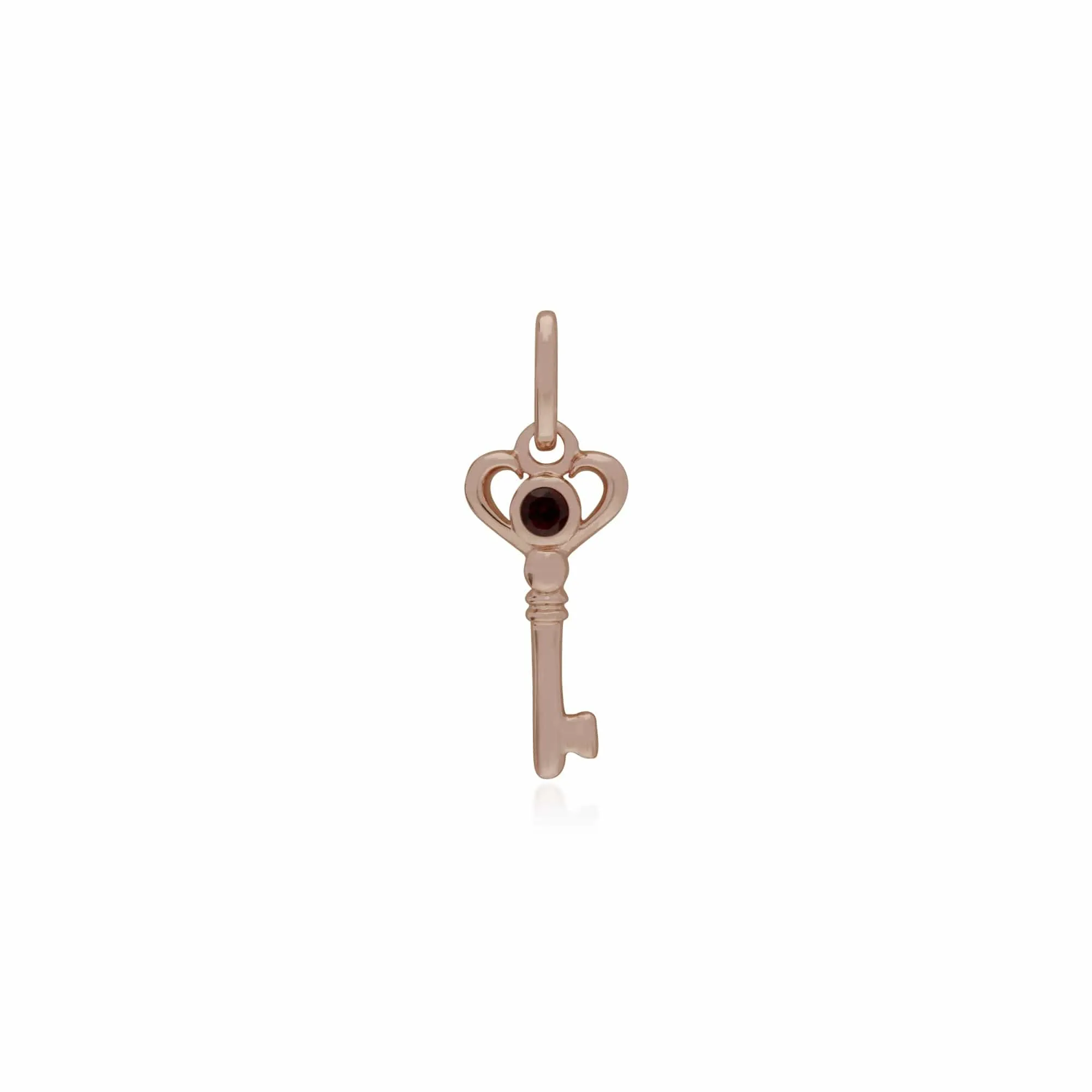Classic Swirl Heart Lock Pendant & Garnet Key Charm in Rose Gold Plated 925 Sterling Silver sold by Gemondo Jewellery product image thumbnail 2